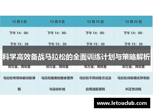 科学高效备战马拉松的全面训练计划与策略解析