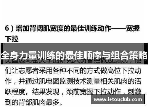 全身力量训练的最佳顺序与组合策略