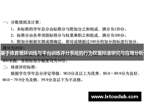基于体育循环训练与平台训练评分系统的行为权重标准研究与应用分析